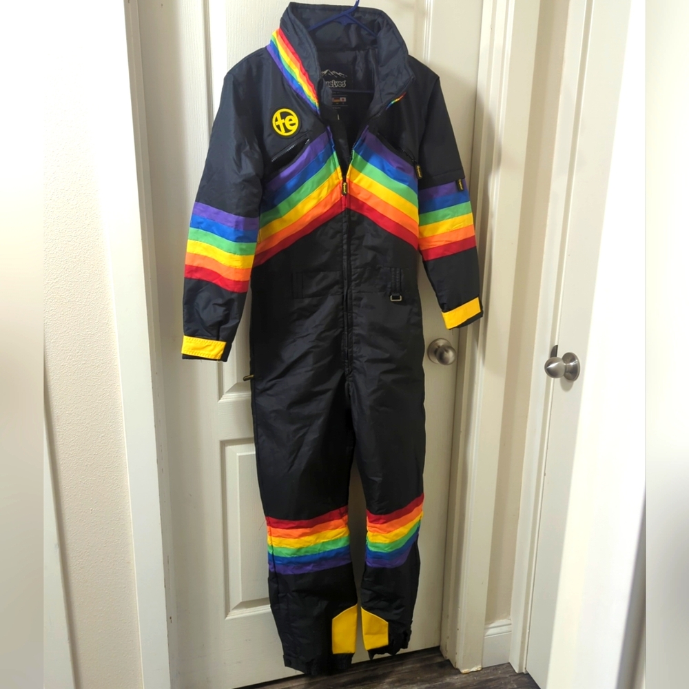 Tipsy Elves Snowsuit Rainbow & Black XS Extra Small Women's Midnight Shredder